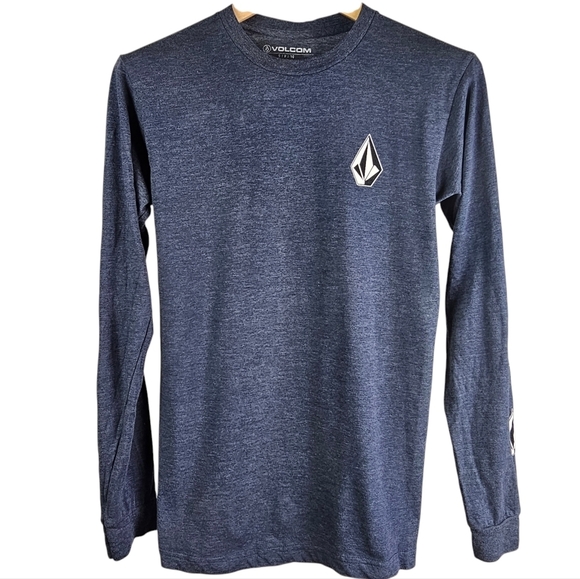 Volcom, Deadly Stones, Blue Gray Graphic Print, Long Sleeve Tee, Men’s Small. - Picture 1 of 4